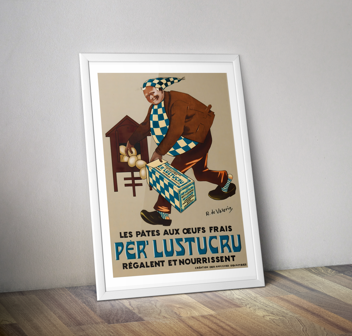 Affiche de pub vintage LUSTUCRU pates aux oeufs frais - Poster rétro