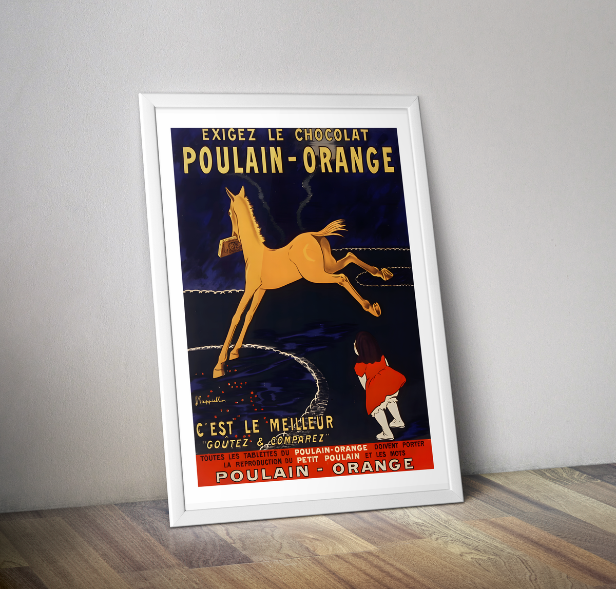 Affiche vintage publicité Poulain Orange chocolat - Poster pub cuisine