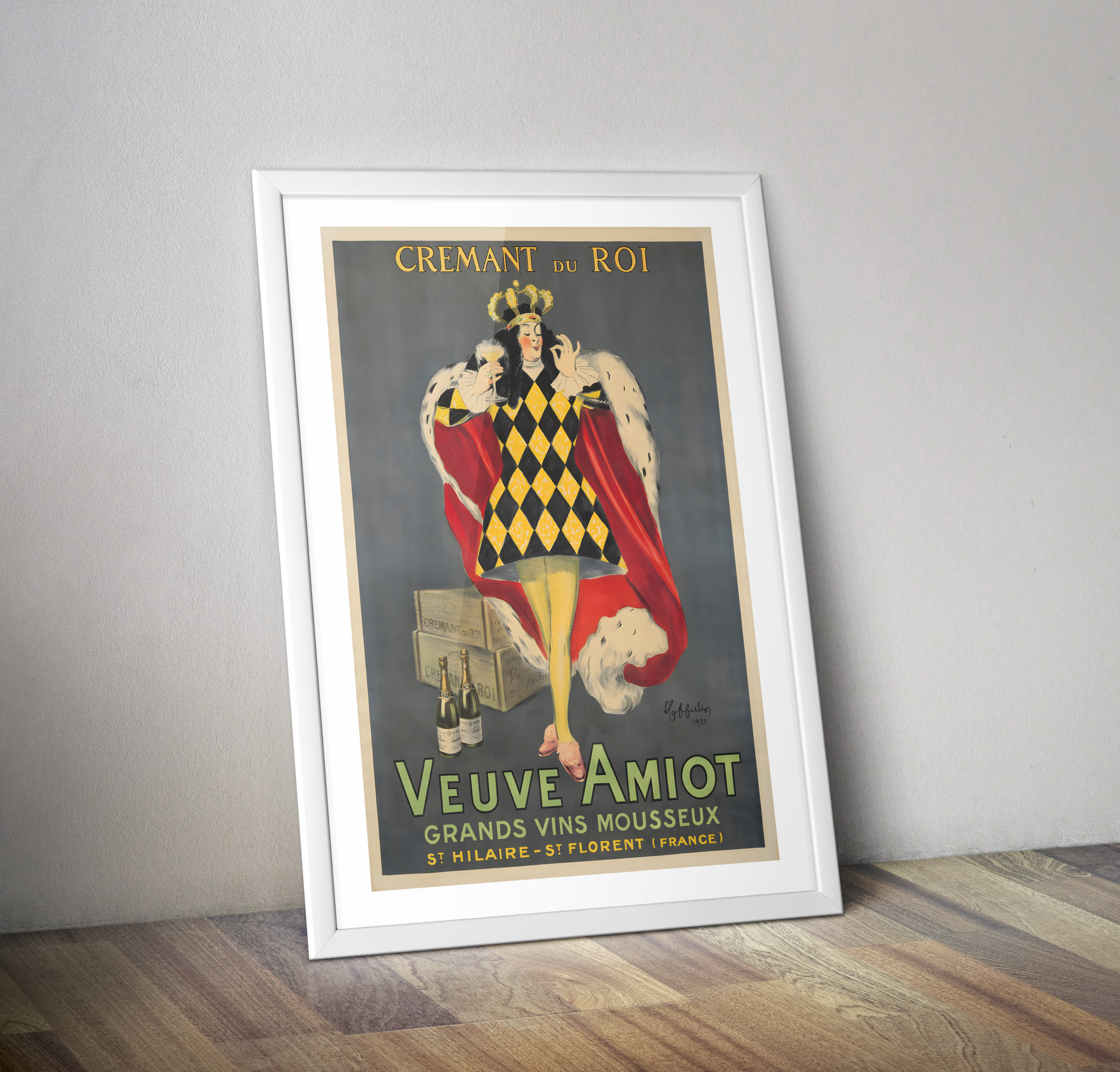 Affiche vintage Crémant du roi VEUVE Amiot - Poster pub vin mousseux